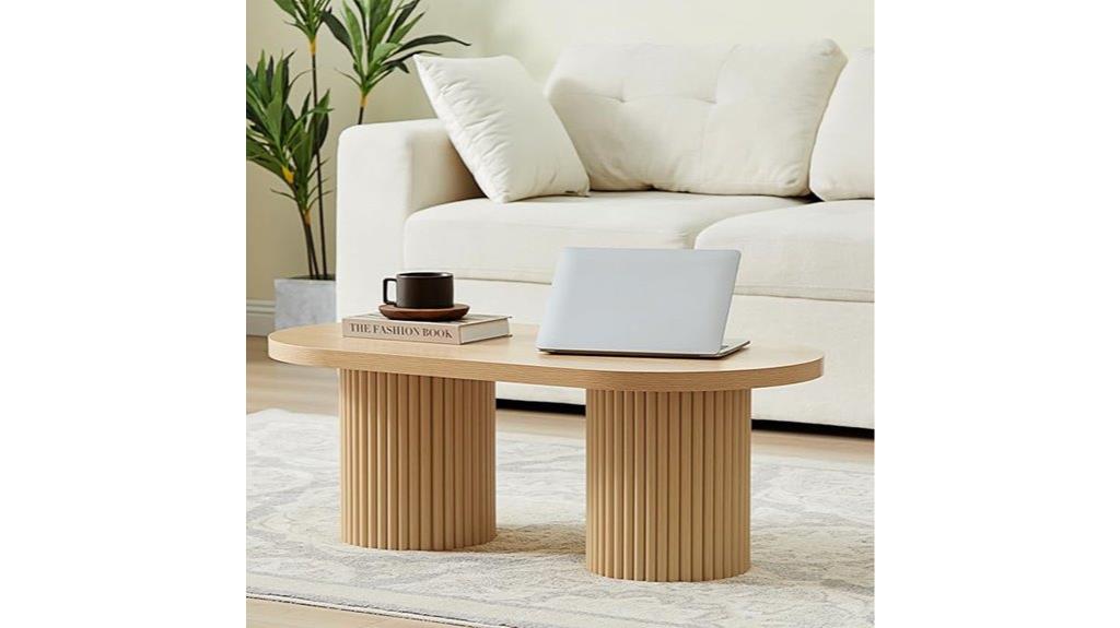 oval fluted farmhouse coffee table