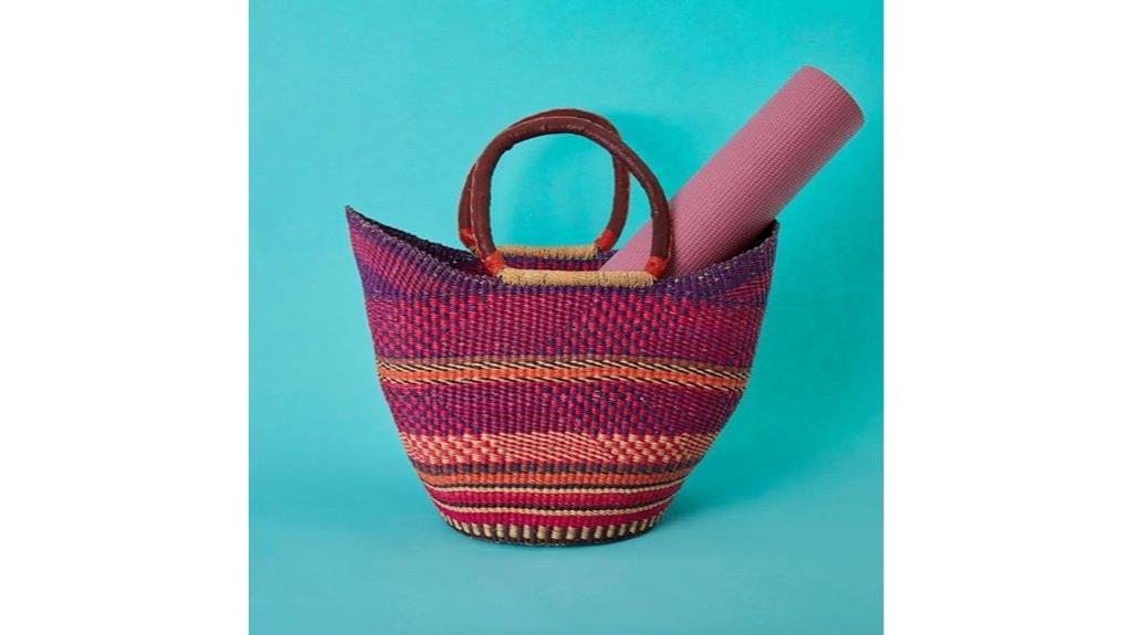 pink purple woven wicker basket