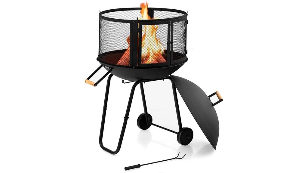 portable fire pit wheels