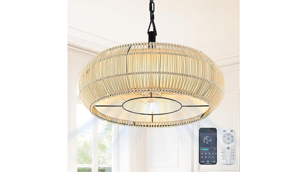 rattan cage fan light