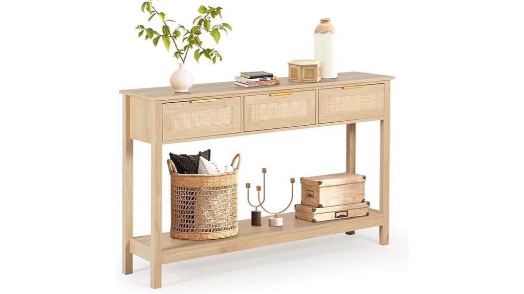 rattan console with storage