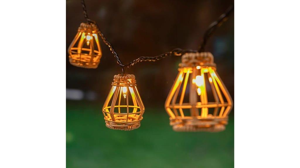 rattan lantern string lights