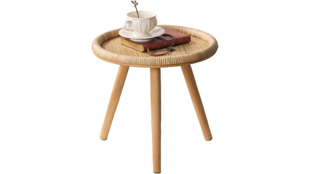 rattan round boho table