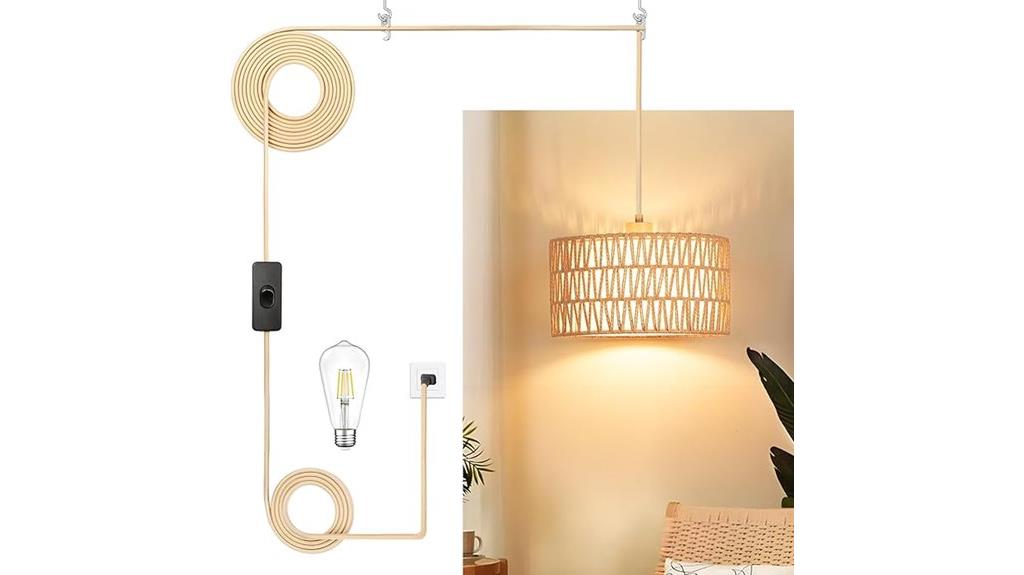 rattan shade dimmable pendant