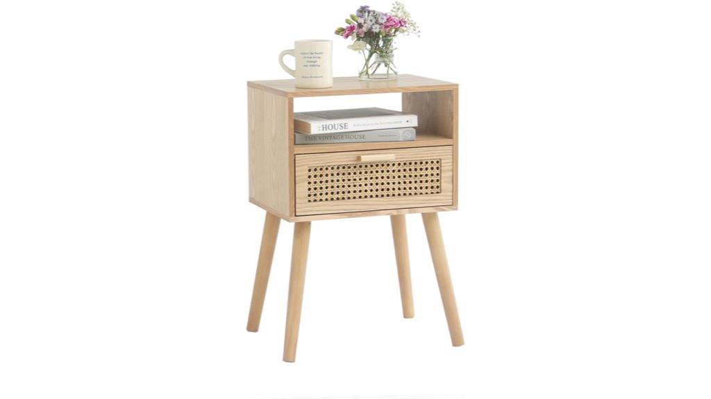 rattan storage nightstand