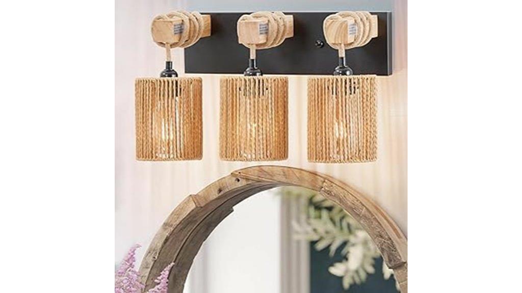 rattan woven bathroom light
