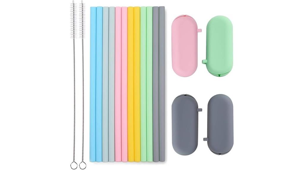 reusable silicone straw set