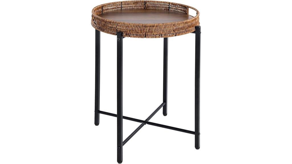 round rattan side table