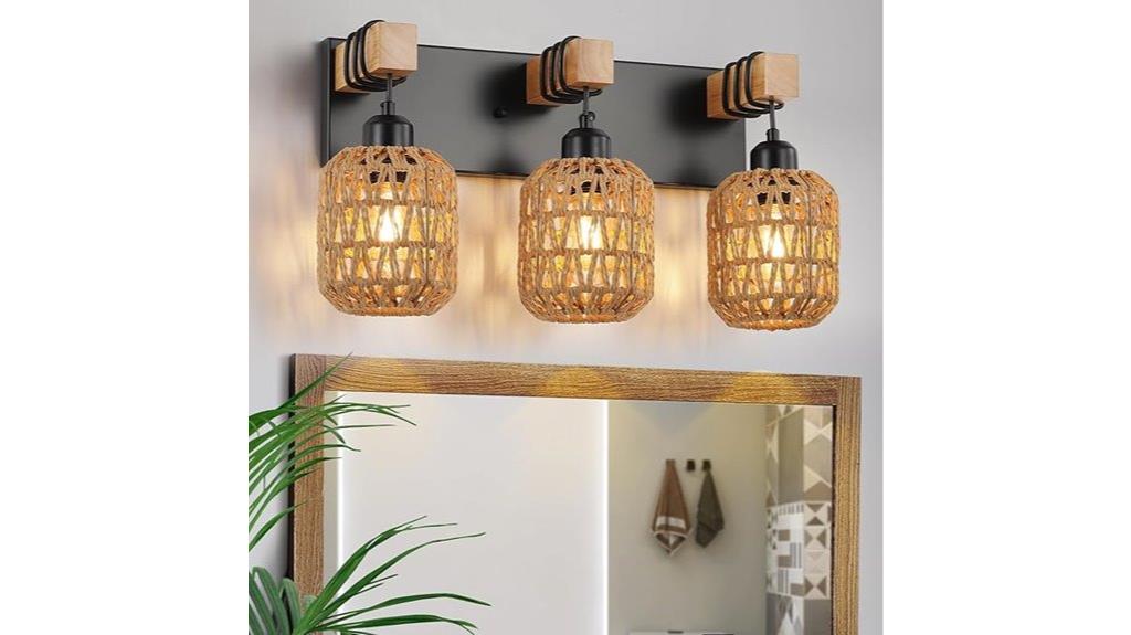 rustic wood bathroom lighting