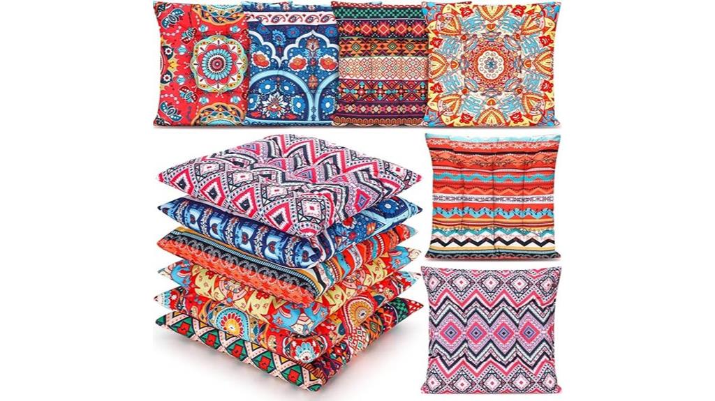 set of bohemian floor pillows