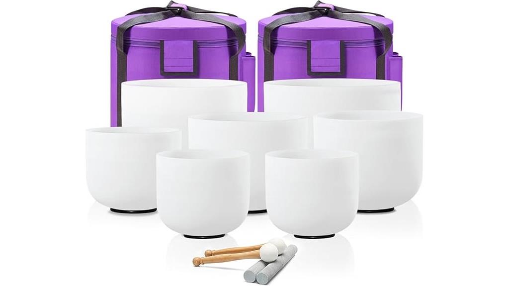 seven frosted quartz bowls