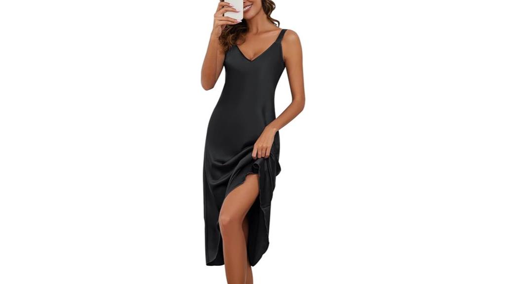 silk v neck sleeveless nightgown
