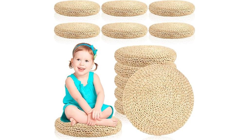 six large round cushions