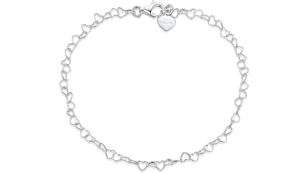 sterling silver heart anklet
