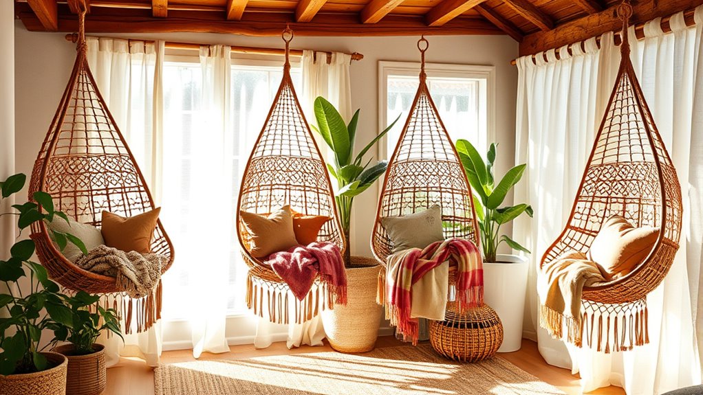 stylish boho hanging chairs