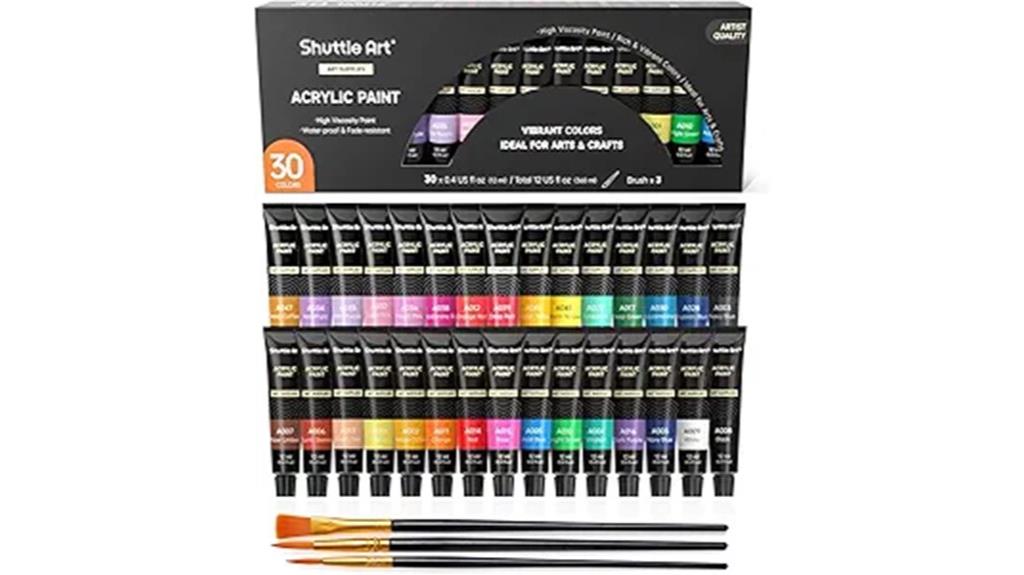 thirty color acrylic tubes