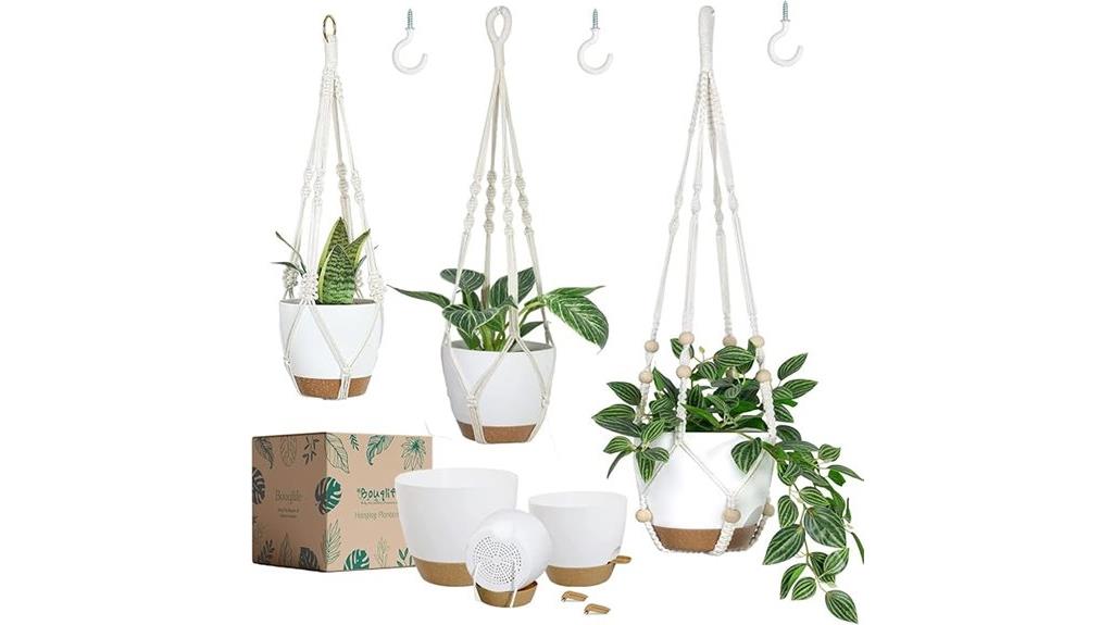 three pack macrame planters
