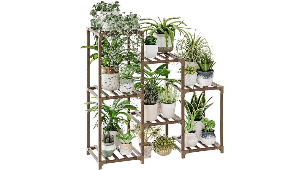 three tier wooden plant stand