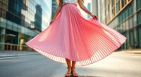top midi pleated skirts