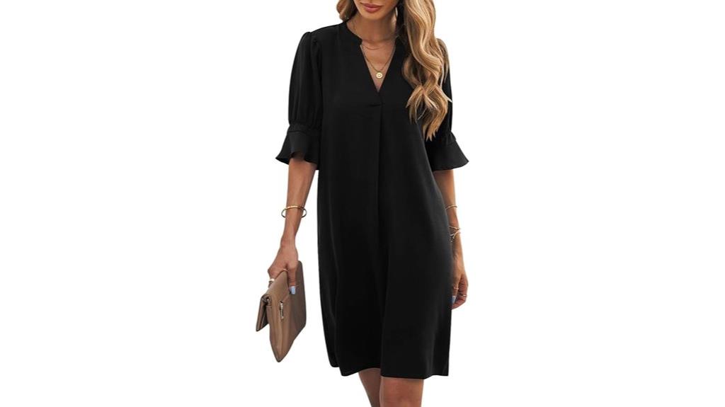 v neck shift dress
