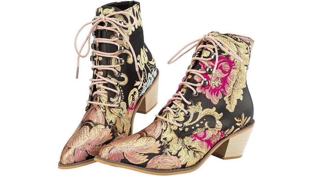 vintage floral embroidered boots