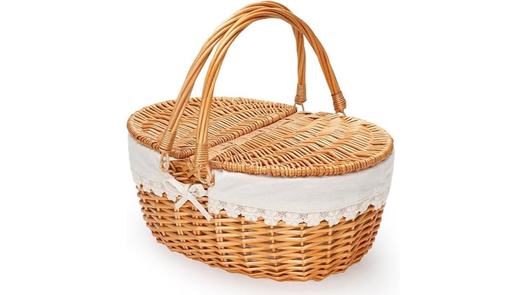 wicker basket with liner