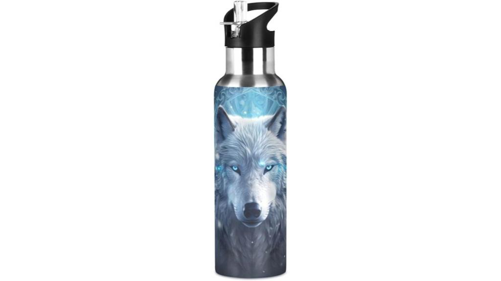 wolf boho stainless steel bottle