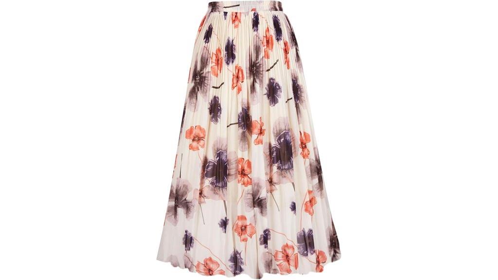 women s chiffon pleated midi skirt