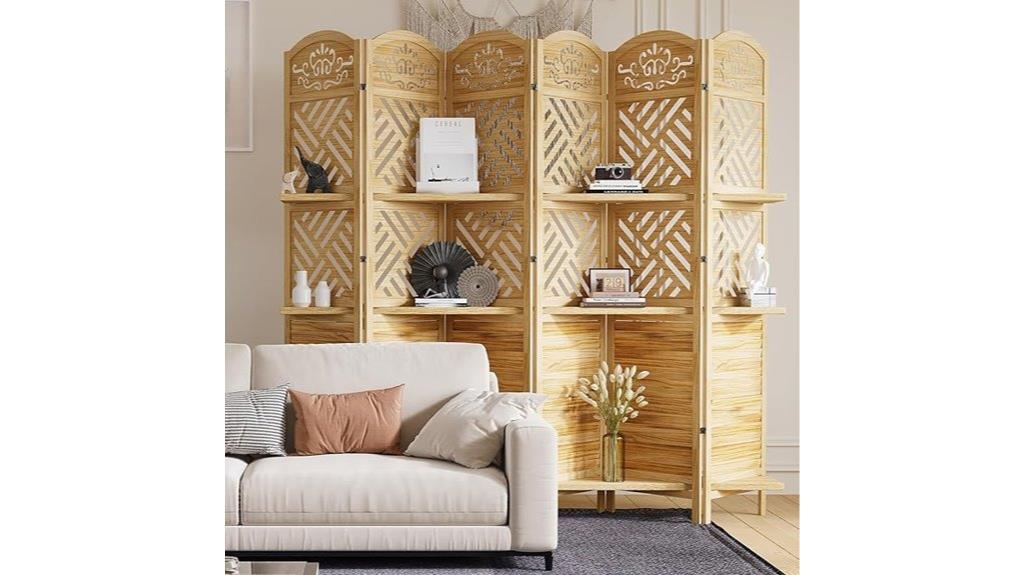 wooden folding shelving screen