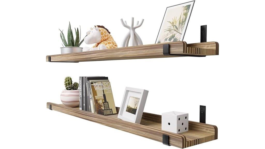 wooden shelf with lip