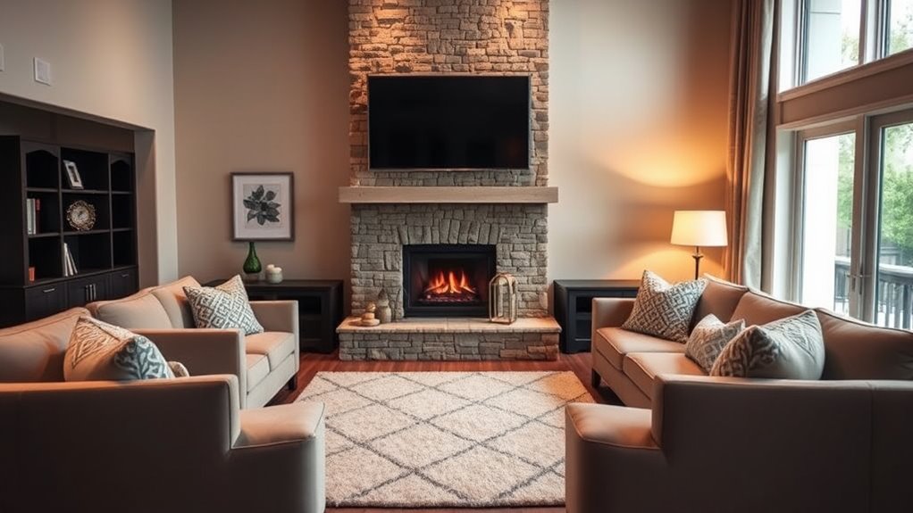 arrange fireplace and tv