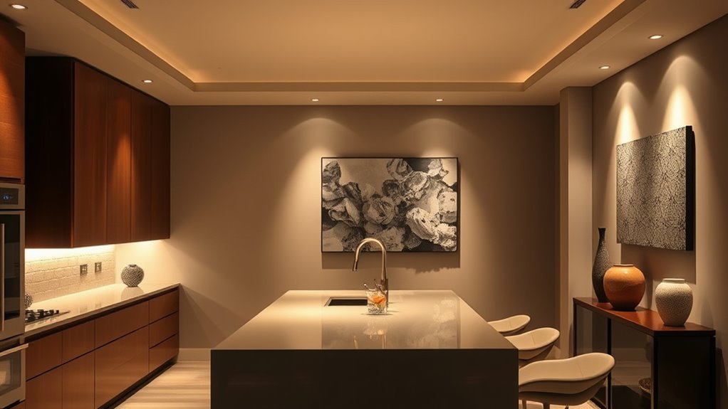 layered lighting with dimmable controls