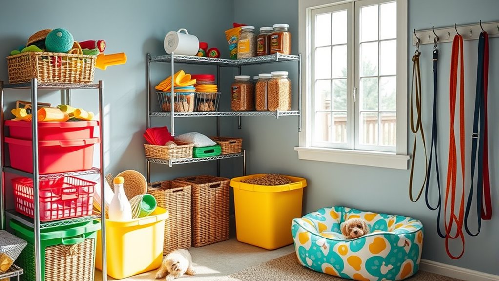 organized pet supply zone