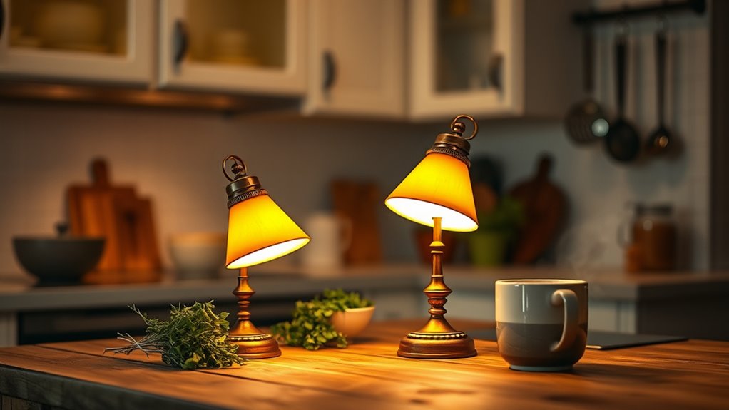 small lamps enhance inviting kitchens