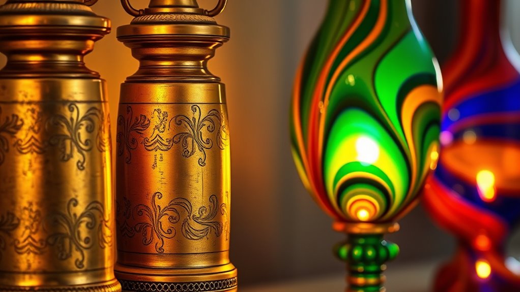 vintage brass murano lamps