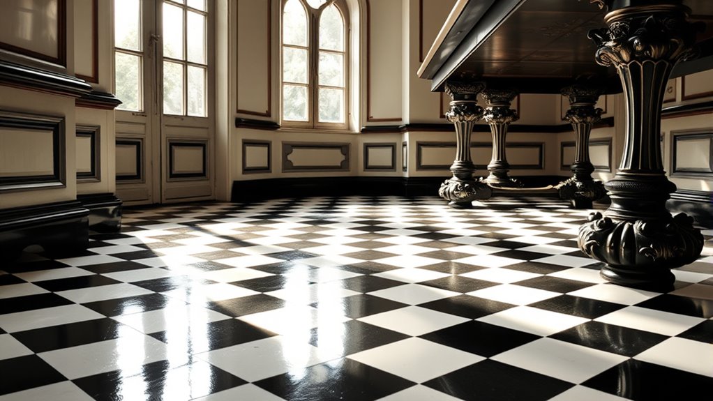 vintage modern checkerboard flooring
