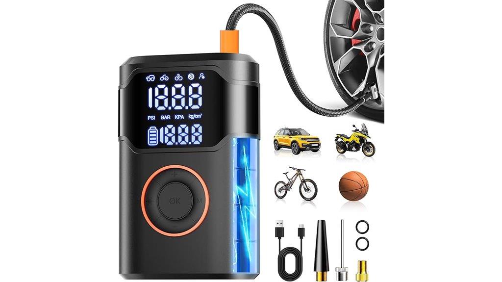 digital tire pump with light