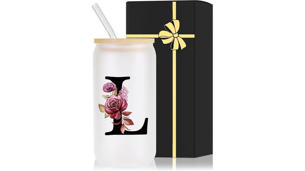 monogrammed glass with lid