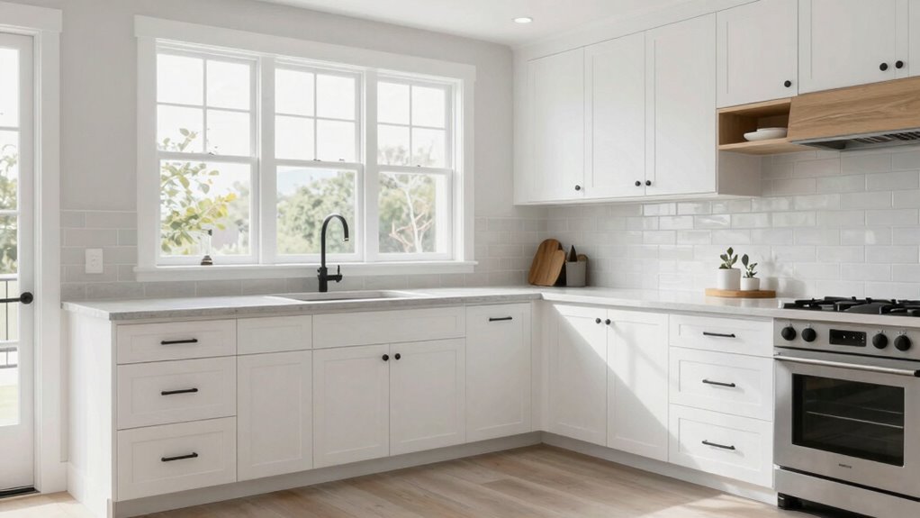 minimalist flat front cabinets