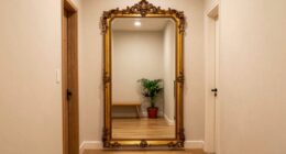 oversized mirror enhances entryway