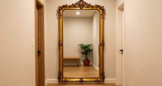 oversized mirror enhances entryway