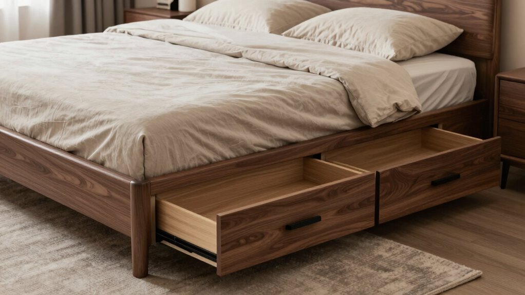 queen bed storage drawers