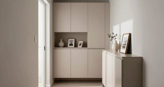 organized entryway with cabinets