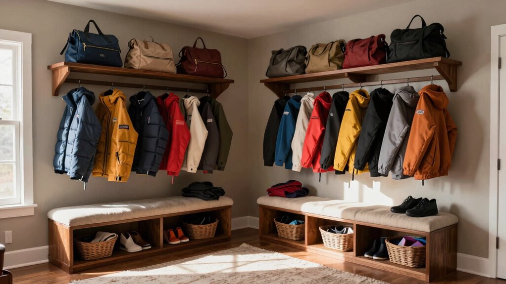 organized mudroom with hall tree