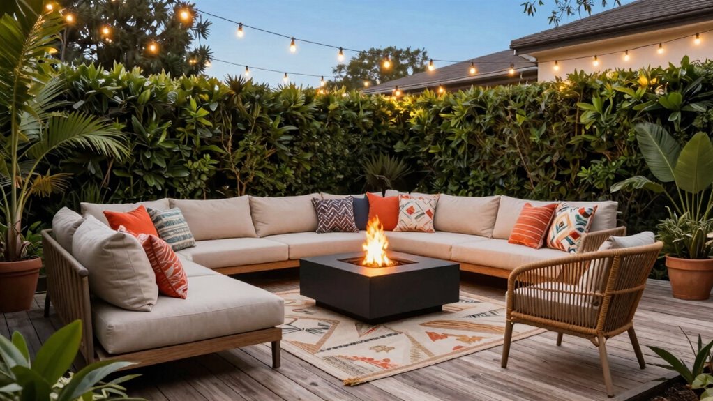 outdoor cozy entertaining space