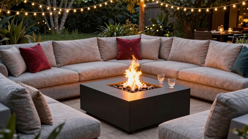 outdoor sectionals with fire