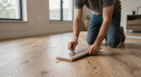 Flooring experts: New apartment vinyl plank/laminate floor keeps leaving brown residue on socks and wipes