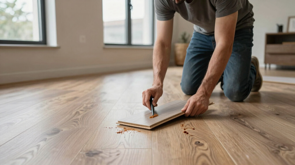 Flooring experts: New apartment vinyl plank/laminate floor keeps leaving brown residue on socks and wipes