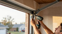 Supporting garage door motor and supports during drywall install