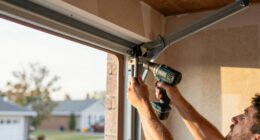 Supporting garage door motor and supports during drywall install